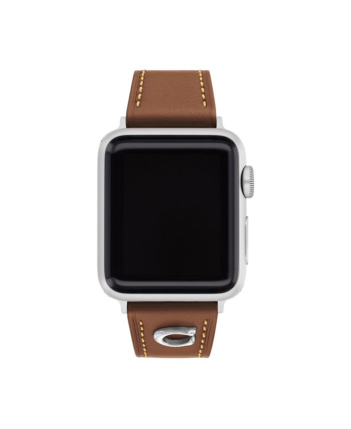 Leather Apple Watch Strap - Natural, Brown / Polished Silver / 38/40/41mm