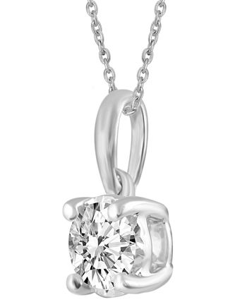 Macy's - 2-Pc. Set Diamond Solitaire Pendant Necklace & Matching Stud Earrings (5/8 ct. t.w.) in 14k Gold