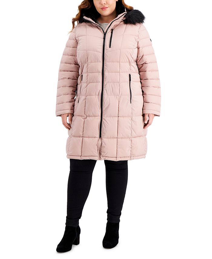 Calvin Klein Plus Size Faux-Fur-Trim Hooded Puffer Coat, Created for Macy's  & Reviews - Coats & Jackets - Plus Sizes - Macy's