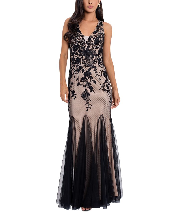 Betsy & Adam Embellished V-Neck Gown & Reviews - Dresses - Women - Macy's