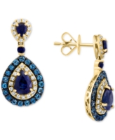 Effy Multi-Gemstone (3-1/5 ct. t.w.) & Diamond (3/8 ct. t.w.) Teardrop Drop Earrings in 14k Gold - London Blue Topaz