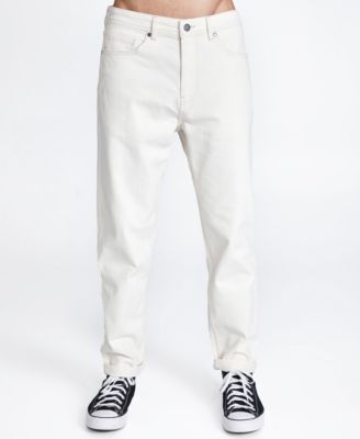 mens white tapered jeans