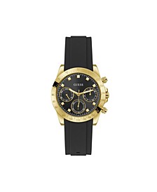 Women's Black Silicone Strap Multi-Function Watch 38mm