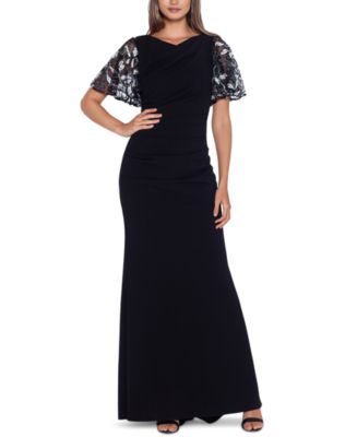 Betsy & Adam Flutter Sleeve Gown - Macy's