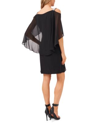 Beaded-Strap Capelet-Back Dress