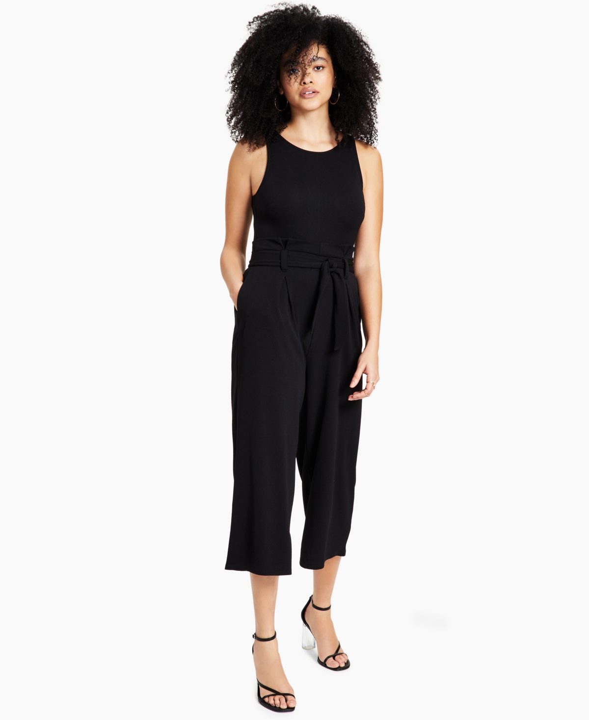 BAR III PETITE TIE-FRONT JUMPSUIT, CREATED FOR MACY'S