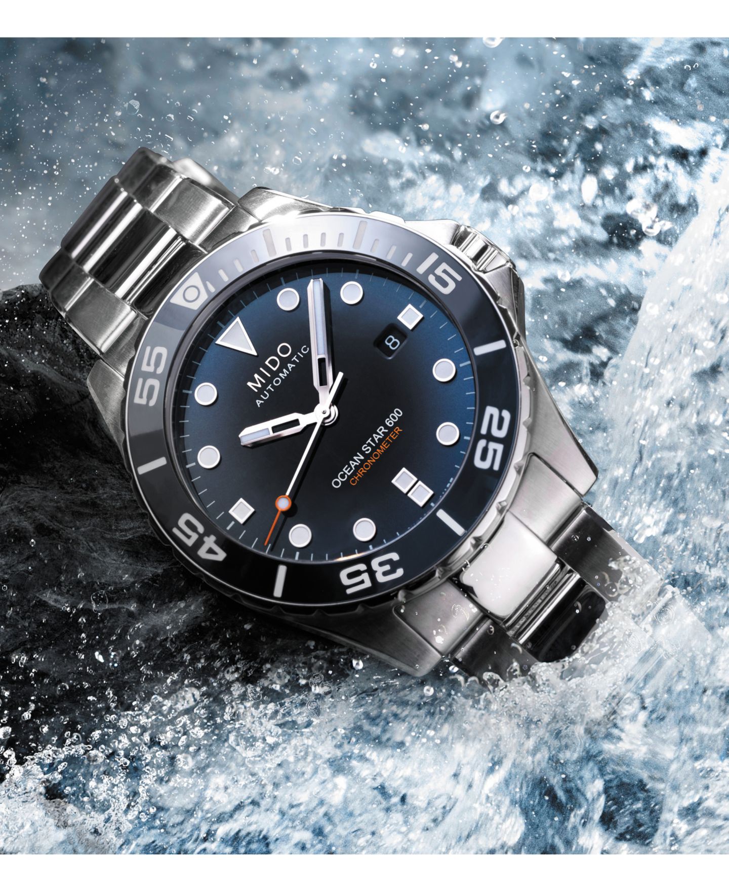 Мужские часы Mido Swiss Automatic Ocean Star 600 Chronometer Stainless Steel Bracelet Watch 44mm — фото 5