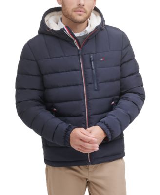 Men's  Sherpa Lined Hooded Quilted Puffer Jacket