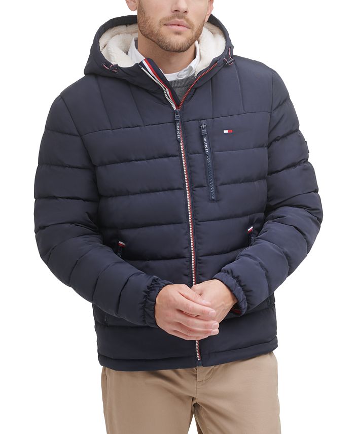 Men's Sherpa Lined Hooded Quilted Puffer Jacket
