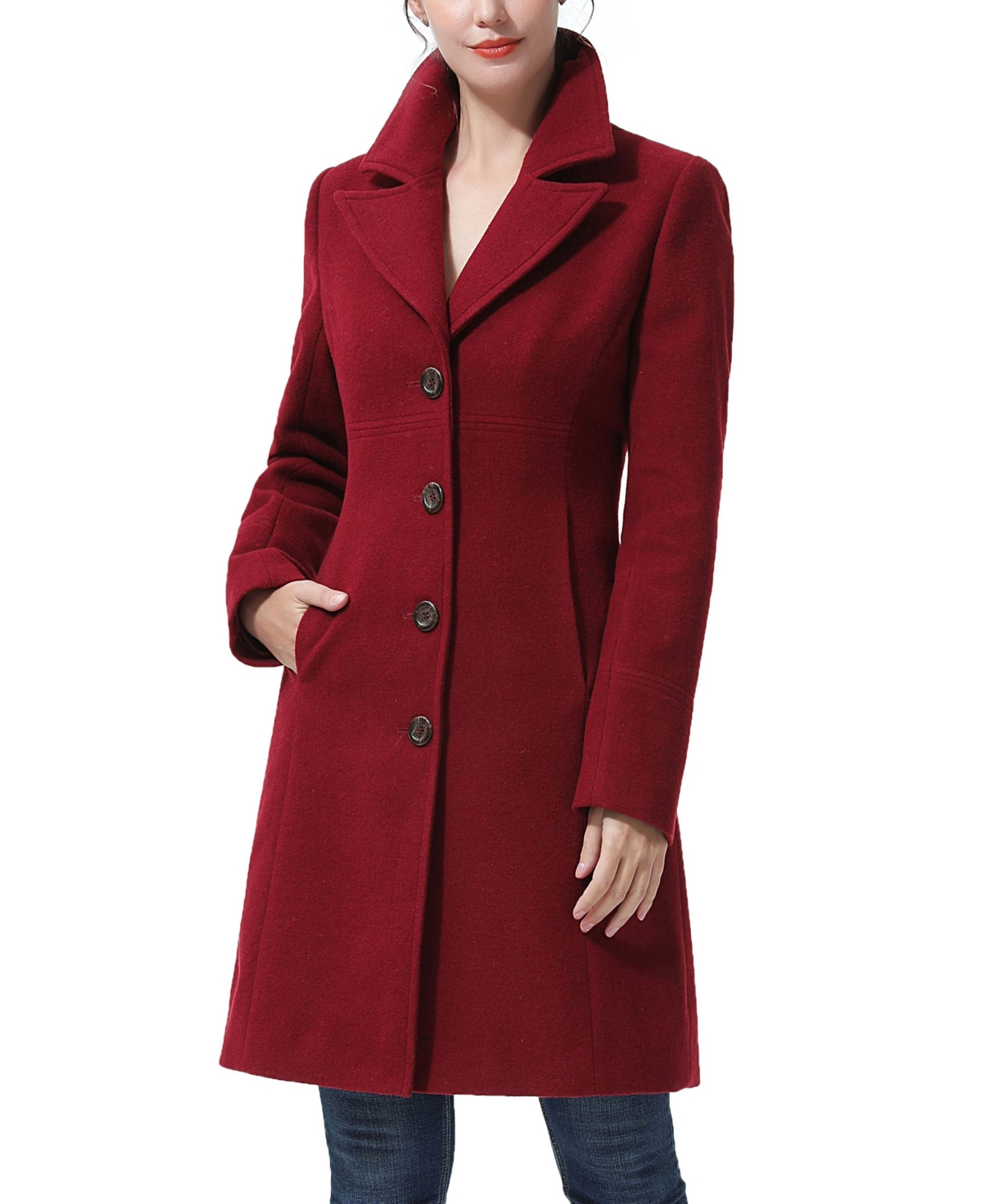 Women's Joann Wool Walking Coat - Wine