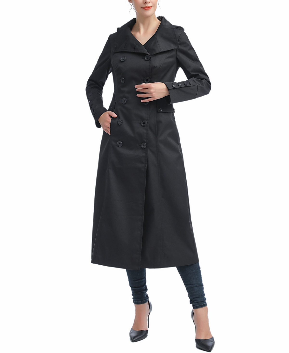 Women's Elana Water Resistant Long Trench Coat - Tan