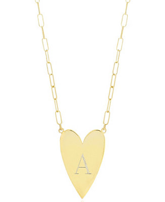 Sarah Chloe 14K Gold Plated Brie Heart Necklace with Engraved Initial &  Reviews - Necklaces - Jewelry & Watches - Macy's