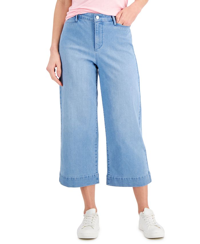 Charter Club Denim High-Rise Wide-Leg Cropped Jeans, Created for Macy's ...