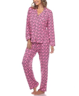 Women's 2 Piece Long Sleeve Heart Print Pajama Set
