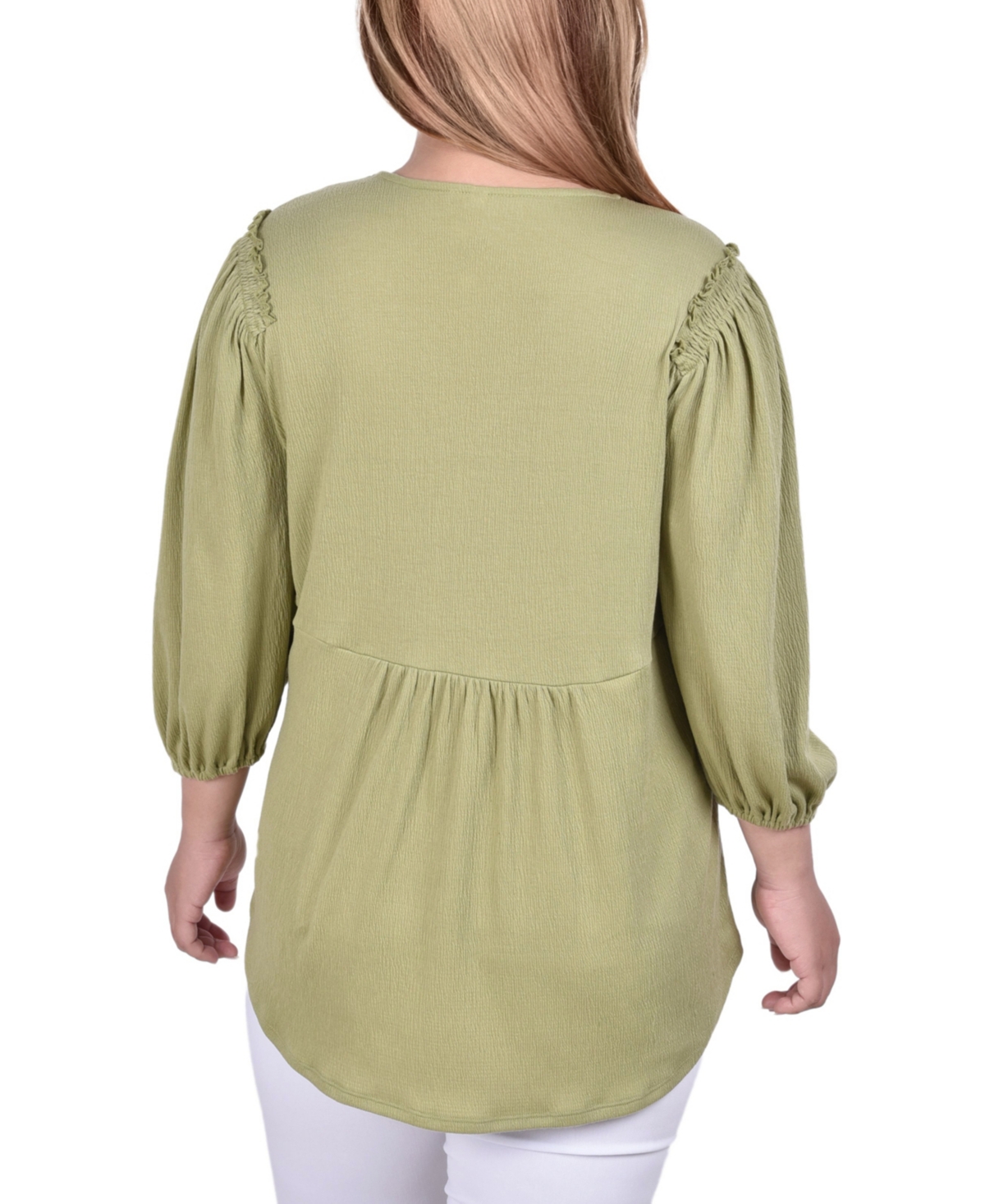 Ny Collection Plus Size 3/4 Sleeve Knit Gauze Top