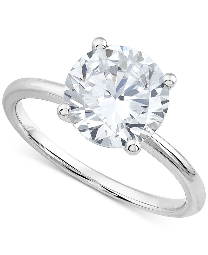 3Ct Round Lab-Created Diamond Solitaire Engagement Ring 14K White