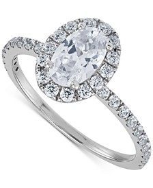 IGI Certified Lab Grown Diamond Oval-Cut Halo Engagement Ring (1-1/2 ct. t.w.) in 14k White Gold