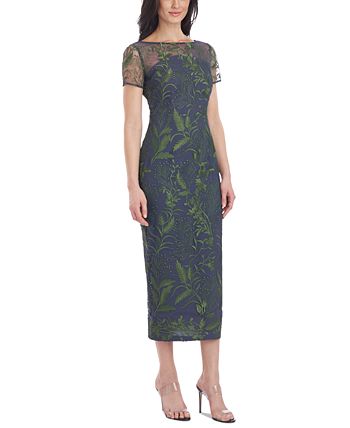 JS Collections JC Collections Embroidered Mesh Midi Dress Macy s