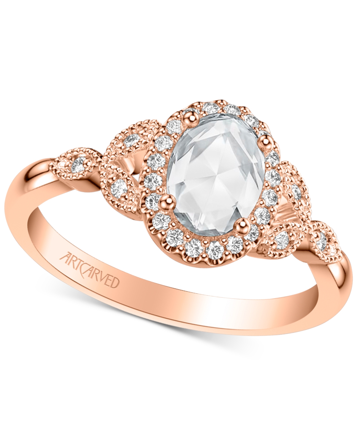 Artcarved Art Carved Diamond Rose-Cut Oval Engagement Ring (5/8 ct. t.w.) in 14k White, Yellow or Rose Gold