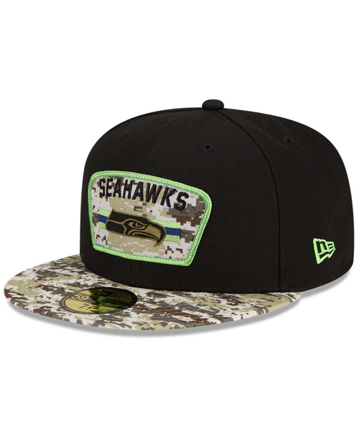 Men's Black-Camouflage Seattle Seahawks 2021 Salute To Service 59FIFTY Fitted Hat - Black-Camouflage