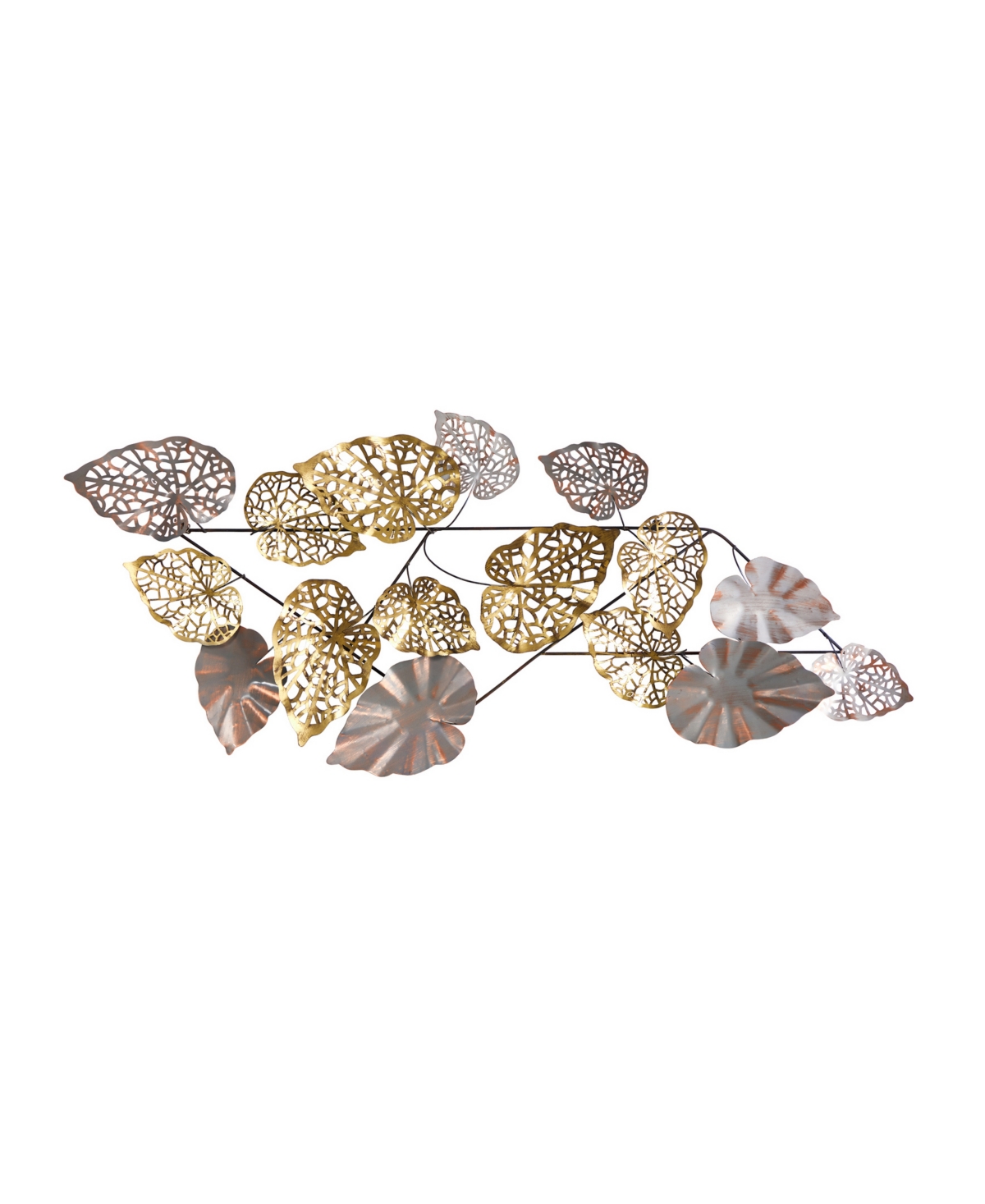 Nearly Natural Scattered Leaves Wall Art Decor, 5.5' X 2' In Silver-tone,gold-tone