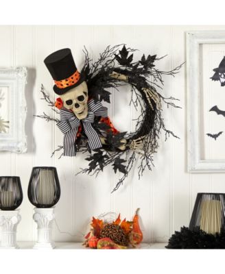 26" Halloween Dapper Skeleton Wreath