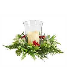 Cedar and Berries Artificial Christmas Arrangement Candelabrum, 8"