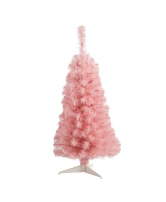 Pink Artificial Christmas Tree with 50 LED Lights and 118 Bendable Branches, 3'