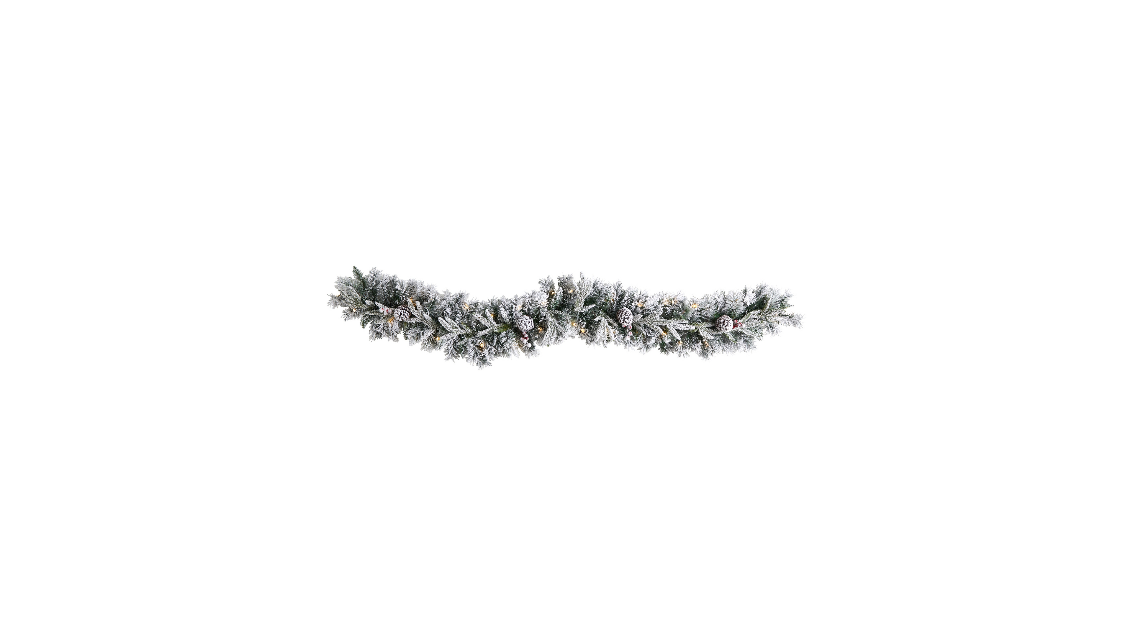 Flocked Artificial Christmas Garland with Pine Cones and 35 Warm Led Lights, 6'