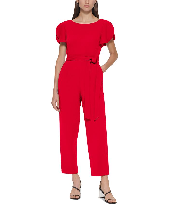 Calvin Klein Tulip-Sleeve Cropped Jumpsuit & Reviews - Pants & Capris -  Women - Macy's
