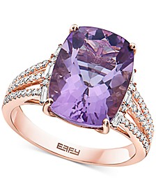 EFFY® Amethyst (6-1/6 ct. t.w.) & Diamond (3/8 ct. t.w.) Ring in 14k Rose Gold