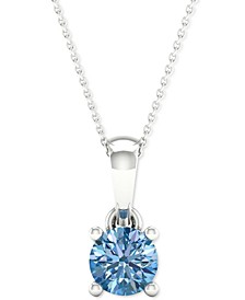 Lab-Created Blue Diamond Solitaire 18" Pendant Necklace (1/5 ct. t.w.) in Sterling Silver