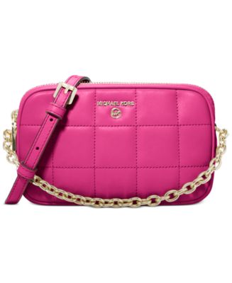 Jet Set Small Pebbled Leather Double Zip Camera Bag - Pink
