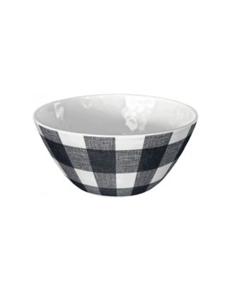 Vintage-Like Black Buffalo Check Melamine Bowls, Set of 6