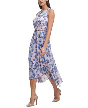 Tommy Hilfiger Floral-Print Belted Fit & Flare Dress - Macy's