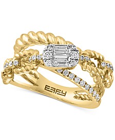 EFFY® Diamond Baguette & Round Open Crossover Ring (1/2 ct. t.w.) in 14k Gold