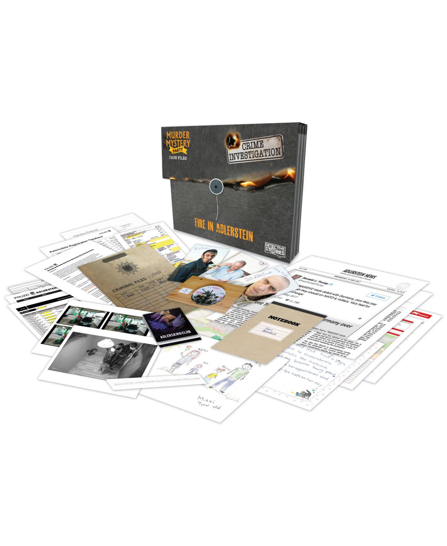 Детская настольная игра University Games Murder Mystery Party Fire in Adlerstein Board Game, от 14 лет — фото 1