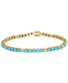 EFFY® Turquoise & Diamond (1/3 ct. t.w.) Tennis Bracelet in 14k Gold