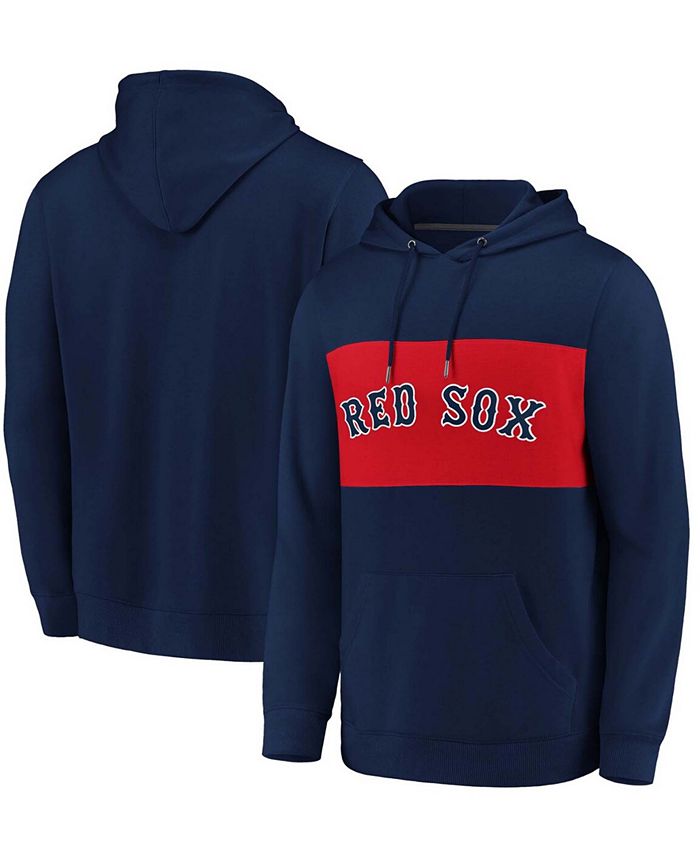 Fanatics Plus Size Navy Boston Red Sox Tri-Blend Color block Pullover Hoodie  - Macy's