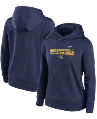 Lids Milwaukee Brewers Nike Women's Authentic Collection Pullover Hoodie -  Navy/Gold