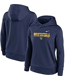Women's Navy Milwaukee Brewers Club Angle Performance Pullover Hoodie