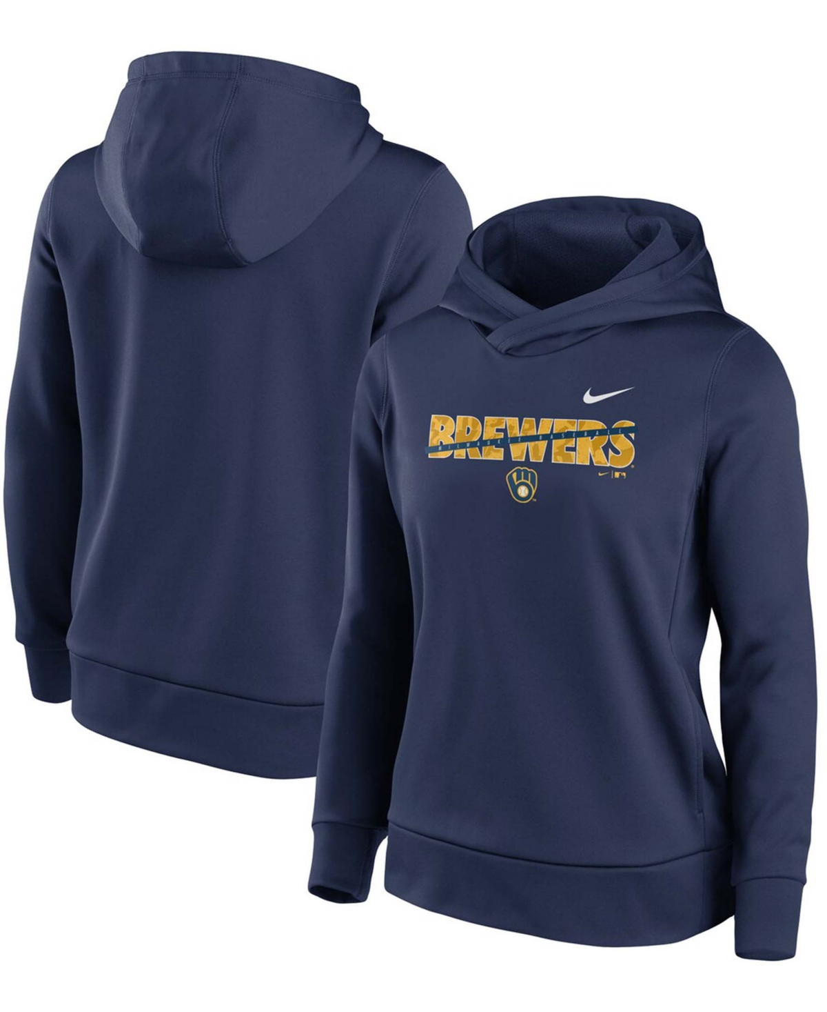 Women's Navy Milwaukee Brewers Club Angle Performance Pullover Hoodie