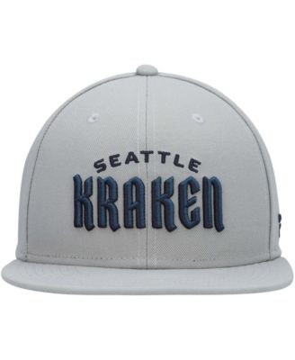 Men's Gray Seattle Kraken Wordmark Logo Snapback Hat