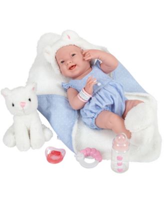Jc Toys La Newborn 15" Real Girl Baby Doll with Pet Cat Set, 10 Pieces