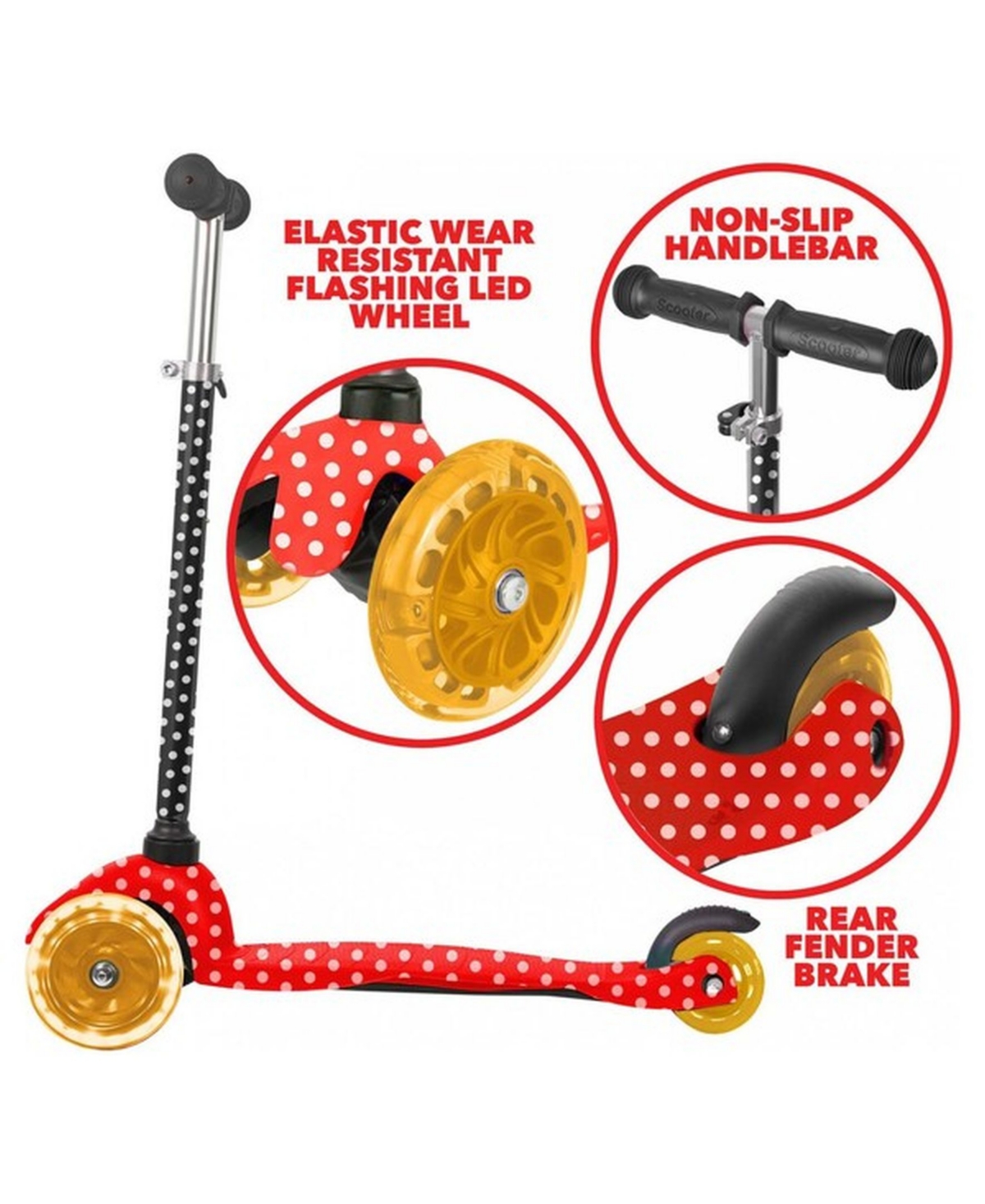 Shop Rugged Racers Polka Dot Design Mini Deluxe 3 Wheel Scooter With Led Lights In Multicolor