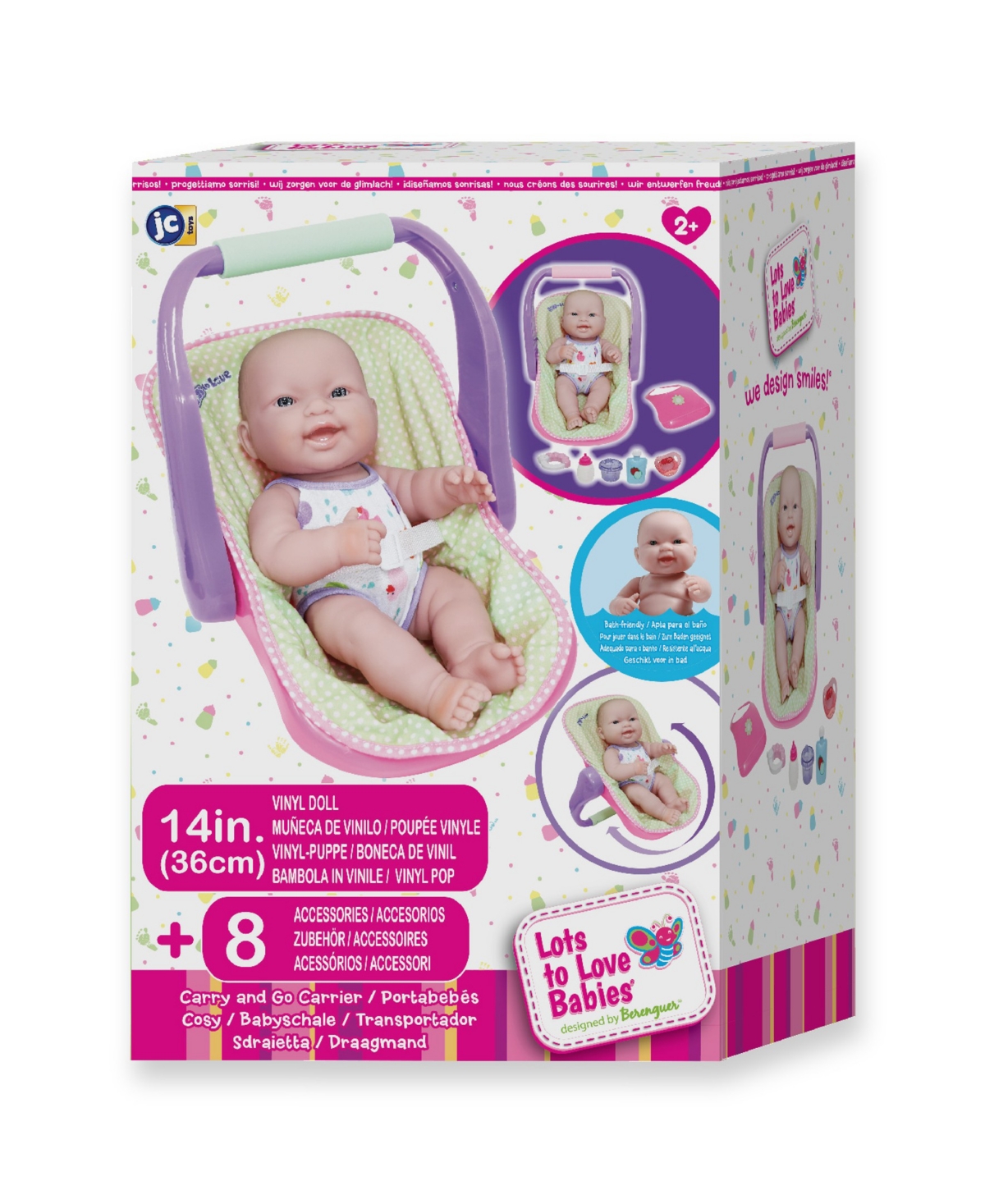 Jc Toys Lots To Love Babies 14" Baby Doll Carrier Gift Set, 5 Pieces In Multicolored