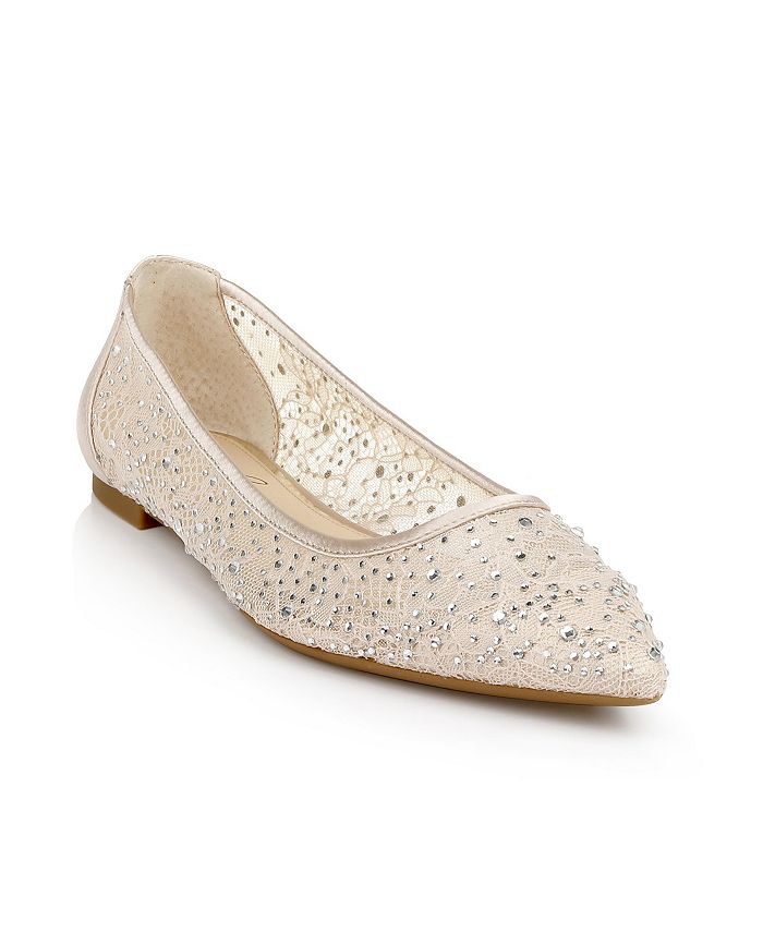 Jewel Badgley Mischka Juliana Lace Evening Flat - Macy's