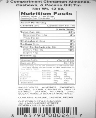 Assorted Cinnamon Roasted Nuts Gift Tin 