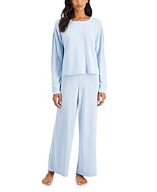 Ribbed Henley Top & Wide-Leg Pants, Created for Macy's