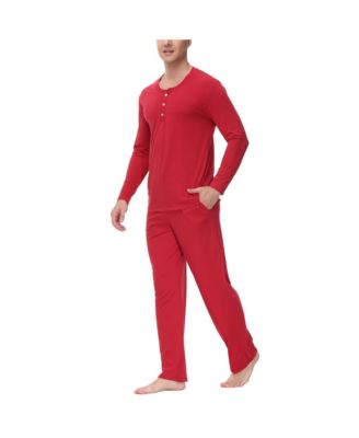 Men's Two Piece Henley Pajama Set